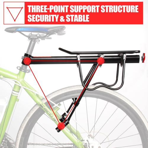 Rear Bike Rack, 110 lbs / 50KGS Bike Cargo Racks Frame Aluminum Alloy Universal Adjustable Cycling Equipment Stand Footstock Bicycle Luggage Carrier with Tools and Reflector for 26-29 Frames