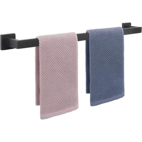 NearMoon Towel Bar, Bath Accessories Premium Thicken Stainless Steel Square Shower Towel Rack for Bathroom, Towel Holder Wall Mounted(1 Pack, Matte Black, 24 Inch)