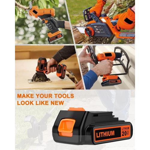 20 Volt MAX 2.0Ah Lithium Replacement for Black and Decker Battery LBXR20 LBX20 LB20 LB2X4020 Compatible with 20V Black and Decker Power  Tools and All Power Lithium Ion Battery 2000mAh