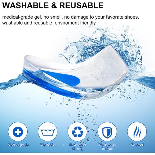 3 Pack Gel Silicone Heel Pads,2 Pairs Heel Cups for Achilles Tendonitis,Shoe Wedge Inserts for Plantar Fasciitis,Sore Heel, Heel Spur and Heel Pain Relief,Heel Support for Men/Women(Medium)