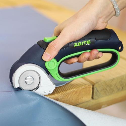 ZEITE 4V Cordless Electric Scissors,Cardboard Cutter with 2 Blades,Storage Box,USB Charging Cable,Power Rotary Cutter,Max Cutting 1/4,for Cardboard Box,Thin Carpet & Plastic, Easy to Hold and Safe