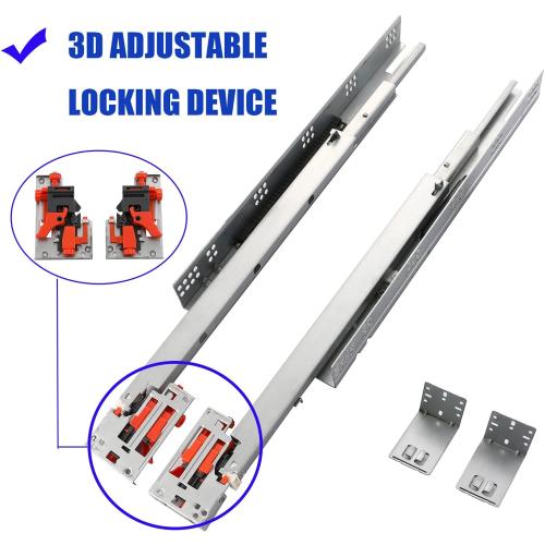 1 Pairs of 21 Inch Soft Close Undermount Drawer Slides Full Extension Concealed Drawer Rails with Mounting Screws,3D Locking Device and Brackets