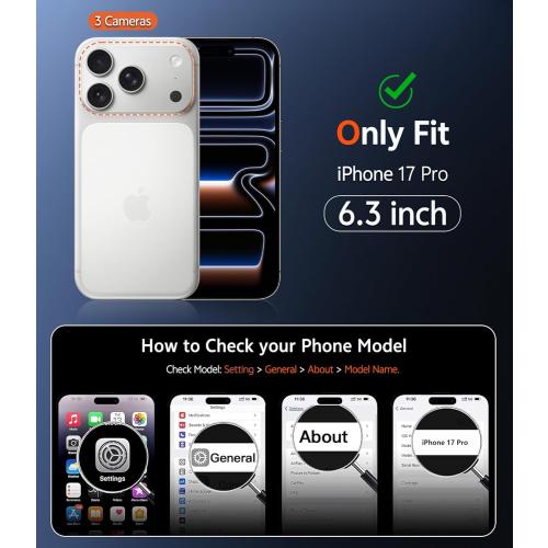 FNTCASE for iPhone 17 Pro Case, Compatible with Magsafe, Clear Transparent Magnetic Shockproof Protective Rugged Phone Cover with Screen Protector - 6.3 inch (A-Clear)