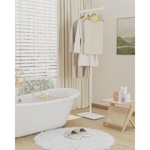 OUTBROS Freestanding Coat Rack, 68.9 High Small Clothes Rack, White | Coat Tree with Rock Base, T Shaped Clothe Rack, Coat Hanger Stand Suitable for Bedroom, Hallway, Entrance‼️missing pieces‼️