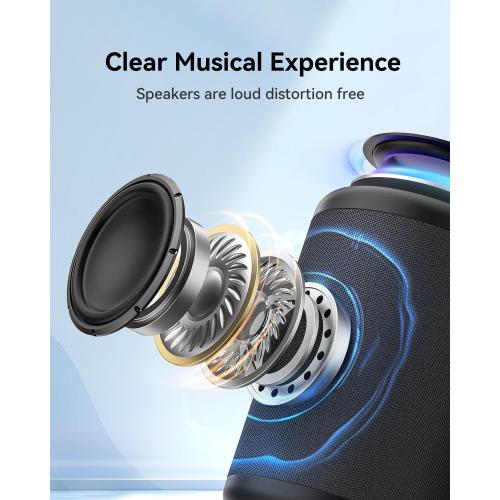 LENRUE Small Portable Bluetooth Speaker with Lights, TWS Stereo Surround Sound, Type C Powered, Bluetooth 5.3, AUX TF Card Input, Wireless for Outdoor Home, Coolest Gifts