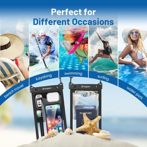 [Up to 10] Large Waterproof Phone Pouch Bag - 2 Pack IPX8 Waterproof Phone Case for iPhone 17 16 15 Pro Max Galaxy S25 S24 Ultra, Touchscreen & Underwater Photography, Beach Cruise Travel Essentials