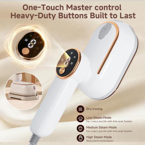 Travel Steamer, 1200W Portable Steamer for Clothes, 10-Second Rapid Heat-Up Plancha a Vapor Para Ropa with LED, 180° Rotating Handle & Ceramic Soleplate for Travel, Home, Office Use