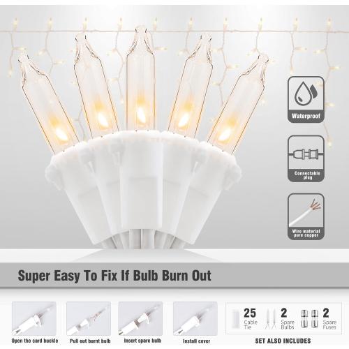 YOUNGAR Icicle Lights Outdoor, 23FT 200 Connectable Icicle Christmas Lights
