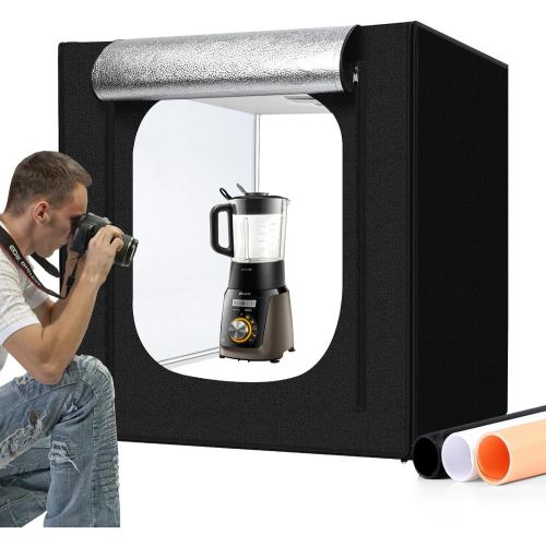 32x32 Inch Photo Studio Photo Light Box for Photography, 405 LED Large Lightbox with 3 Light Panel Stepless Dimming and Soft Light Cloth Professional Photo Background Shooting Tents