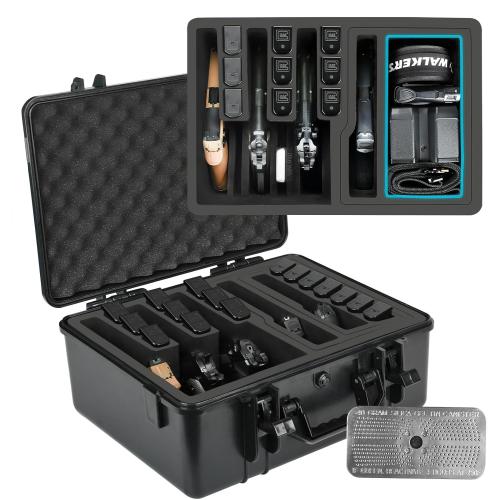 LOTOCASE TSA Approved Gun Case for Pistol - Holds Multiple Handguns Case | Air Travel Hard Shell Pistol Case | Pre-cut Heavy Duty Waterproof Gun Case with Silica Gel Canister