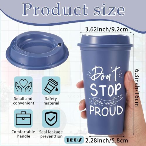 12 Pcs Inspirational Gifts for Employee Coworkers Staff Teammate, 16oz Reusable Plastic Coffee Cups with Positive Sayings, Bundle Gifts for Woman Man Coworker (Morandi Color,Inspirational)