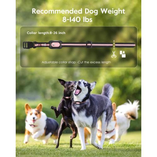 SLOPEHILL Dog Shock Collar - 4200FT Dog Training Collar with Remote,IPX8 Waterproof E-Collar with Beep,Vibration,Shock,Flash Light,No Shock Mode,Shock Collar for Small Medium Large Dog 8-140lbs,Pink