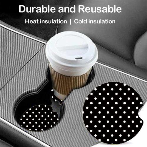 Ceramic Car Coasters – Absorbent Car Cup Holder Coaster Set for Women, Cute Aesthetic Car Accessories for Girls, 2 Pack (Jet Black)