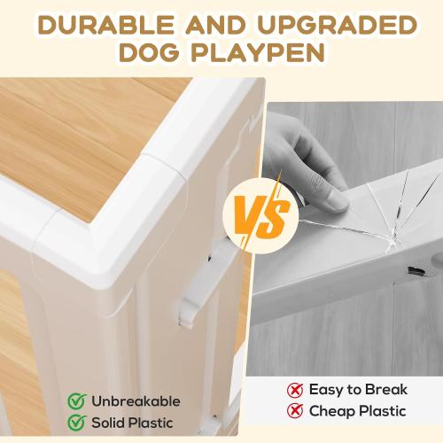 Dog Playpen Indoor,Puppy Playpen,White 23.6 H, 8 Panels | Dog Play Pen Indoors with Open View, Tool-Free Setup, Multi-Shape Setup, Dog Pen for Dogs, Cats & Puppies