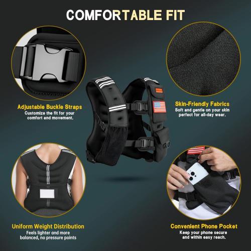 Weighted Vest Woman & Men,8lb/12lb/16lb/20lb/30lb/40lb Plus Size Weighted Vest With Phone Pockets & Reflective Strips for Walking, Running, Hiking,Rucking, Workout, Strength Training