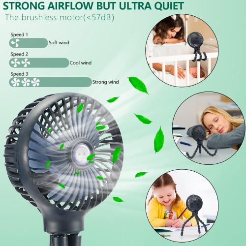 Dark Blue snawowo Mini Handheld Personal Portable Fan, Baby Stroller Fan, Car Seat USB or Battery Powered, with Flexible Tripod Clip on Student Bed Desk Bike Crib Treadmill Camping Traveling(Dark Blue)