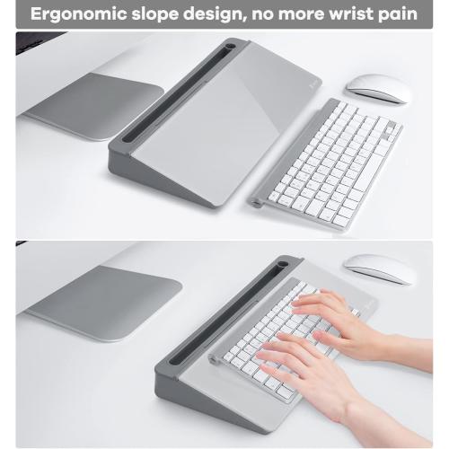 Varhomax Glass Desk Whiteboard with Storage, Desktop Organizer to-do List Memo Notepad Dry Erase White Board for Home Office and School Supplies (GrayBoard)