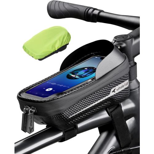 whale fall Bike Frame Bag Waterproof, 3D Eva Hard Shell, Bike Phone Holder, Bicycle Top Tube Bag, Cycling Pouch with Rain Cover, Bike Accessories for Phones Under 7