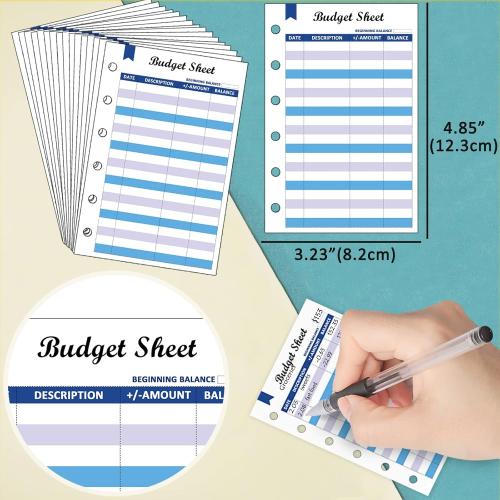 A7 6 Ring Budget Binder with Zipper envelopes, Budget Book Label and Category Stickers, Budget Sheet Refill Paper for Men and Women(Harphia, 145F)