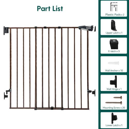Babelio Baby Gate for Stairs & Doorways, No Bottom Bar| Easy Installation| One-Handed Operation| Auto-Close| Hardware Mount (Drill Needed) Safety Dog/Pet Gate