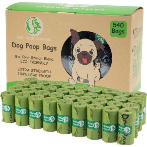 Color Green Greener Walker Poop Bags for Dog Waste-540 Bags,Extra Thick Strong 100% Leak Proof Dog Waste Bags (Green)
