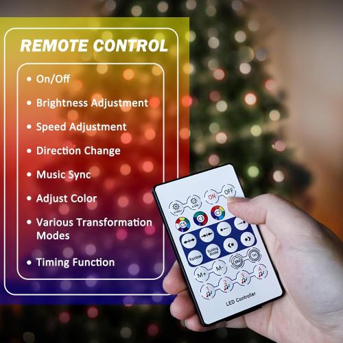 ASTRAEA Christmas Tree Lights, Christmas Lights Indoor Outdoor 200 LED 6.6FT x 10 String Lights with DIY scenarios 24 Modes Remote Control Multicolor Timing Function for Christmas Tree Decorations