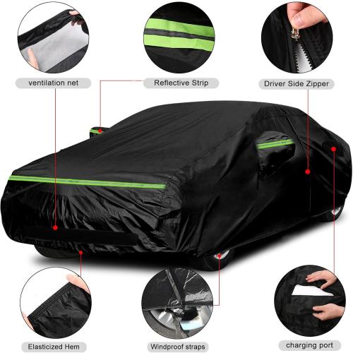 Color Black Waterproof Car Cover Replace for 2015-2025 Tesla Model X, All Weather Model X Covers with Zipper Door, Ventilated Mesh & Charging Port for Snow Rain Dust Hail Protection