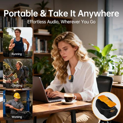 Wearable Bluetooth Speaker, Magnetic Clip-on Portable Wireless Speaker, HiFi Sound Loud Mini Speaker with 3 Light Modes, ENC Mic for Hands-Free Calls Music, Lightweight for Outdoor Sports Work Gift
