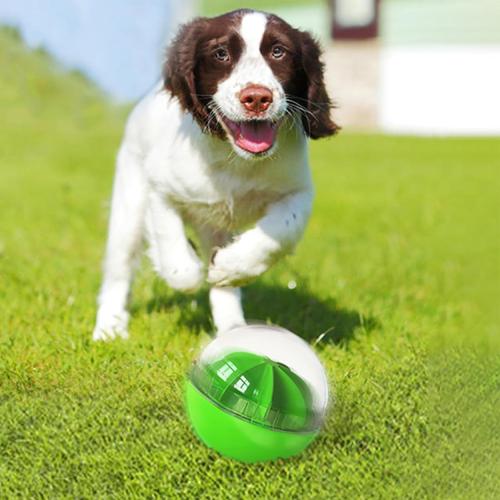 Green Dog Treat Ball, Dog Food Puzzle Slow Feeder Interactive Squeaky Mental Stimulation Toys, Dog& Cat Treat Dispenser Puzzle Toys Active Rolling Balls for Medium/Large Dog Breeds