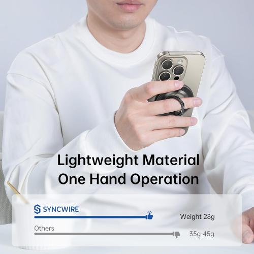 SYNCWIRE Magnetic Phone Ring Holder for MagSafe, 360° Rotation Cell Phone Grip Stand Finger Ring Kickstand Two-Sided Magnet Compatible with iPhone 17 Pro Max 16 15 14 13 12 MagSafe Accessories