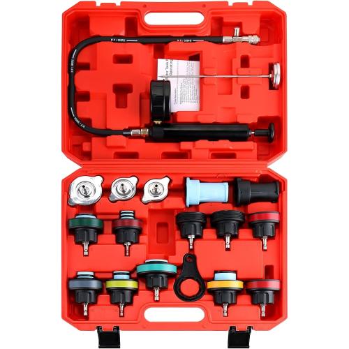 18PCS Radiator Pump Pressure Tester Kit | Coolant Pressure Tester Kit Cooling System Pressure Tester Kit for Automotive Cooling System Water Tank Leakage Detection