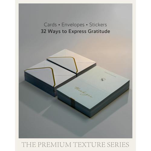 ukee's Gold Foil Thank You Cards with Envelopes Bulk, 32-Pack Embossed Blank Thank You Notes in 4 Colors w/Gold Seal Stickers - Minimalist Designs for Baby Shower, Wedding, Small Business, Graduation