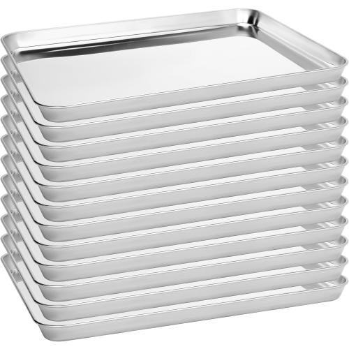 12 Pack Stainless Steel Baking Sheet Pans,  Cookie Sheets for Toaster Oven, Rust-Resistant, Dishwasher Safe