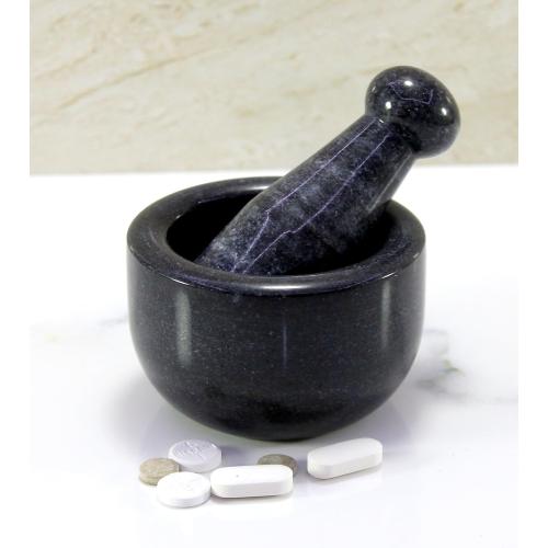 3 Black Natural Stone Mortar and Pestle Set as Spice, Medicine Grinder Masher - kharad, Khallad, Okhli and Musal