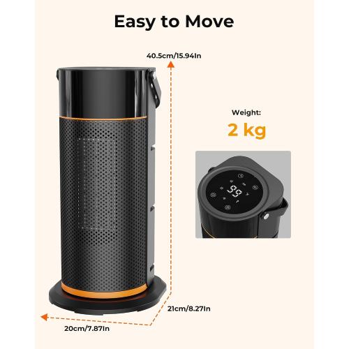 Portable Electric Space Heater - 1500W PTC Ceramic Fast Safety Heat Heaters with Remote, Timer, 70° Swing, LED Display and Child Lock for Office Bedroom Home Indoor Use