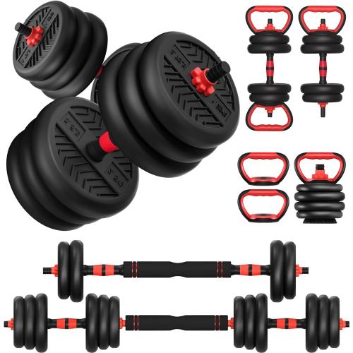Adjustable Dumbbell, 20/30/40/60/80lbs Dumbbells Set, 4-in-1 Free Weights for Women/Men Workout Equipment Used as Barbell/Kettlebells/Push up Stand for Home Gym