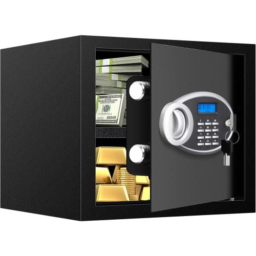 1.6 Cuft Fire proof Safes for HOME USE, Anti-Theft Digital Personal Security Safety Box with Electronic Keypad and Spare Keys, Home Safes Fireproof Waterproof for Money Medicine Document Valuables