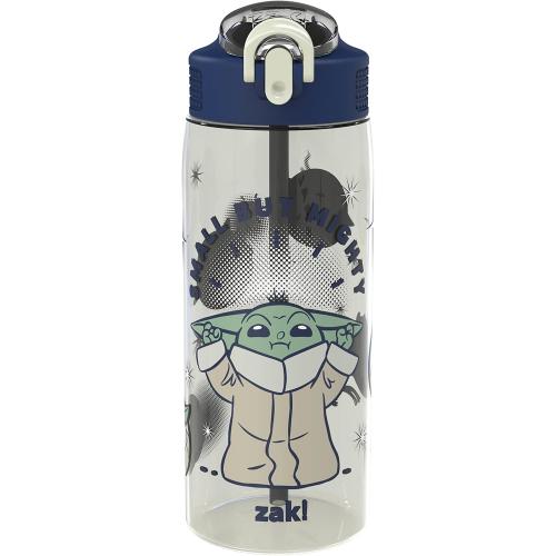 Zak Designs Star Wars The Mandalorian Water Bottle For School or Travel, 25 oz Durable Plastic Water Bottle With Straw, Handle, and Leak-Proof, Pop-Up Spout Cover (Grogu/The Child)