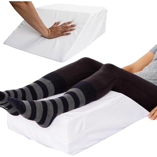 Gravity Leg Rest Pillow – Foam Wedge for Post-Surgery Recovery, Back Pain Relief, Side Sleeping, Varicose Veins, Restless Legs, Includes Removable, Washable Cover White
