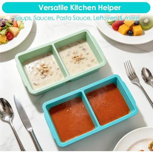 VINATO Set of 2 Silicone Freezer Containers with Lid, 500 ml