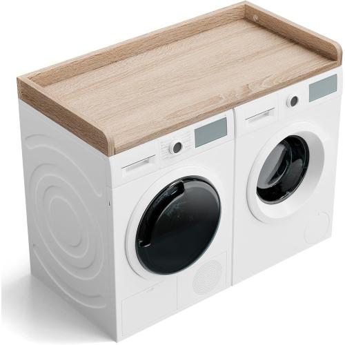 Washer Dryer Countertop 54 inch x 27.5 inch Laundry Room Countertop for Washer and Dryer with Edge Rails, Oak