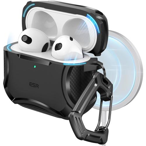 ESR for AirPods 4 Case, Compatible with AirPods 4th Generation Case (2024), Compatible with MagSafe, Powerful Drop Protection, Magnetic Lid, Cyber Series, Black
