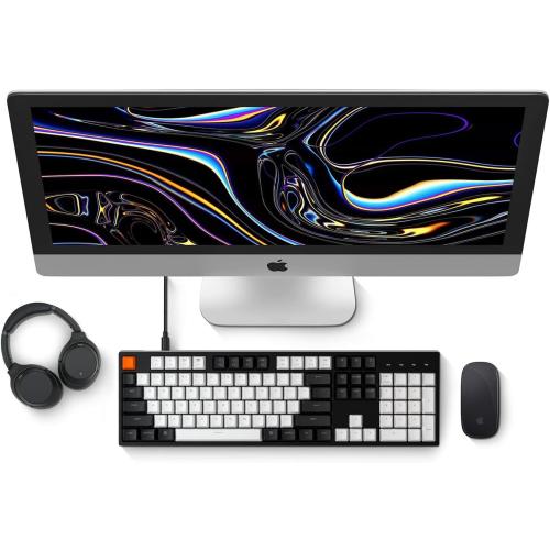 Keychron C2 Full Size Wired Mechanical Keyboard for Mac, Hot-swappable, Gateron G Pro Brown Switch, White Backlight, 104 Keys ABS keycaps Gaming Keyboard for Windows,Type-C Braid Cable