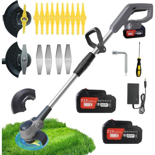 Cordless Weed Wacker Electric Grass Trimmer with 21v 4.0Ah Battery Powered,3-in-1 Brush Cutter Weed Cutter Lawn Trimmer,Lawn,Garden,Yard Care