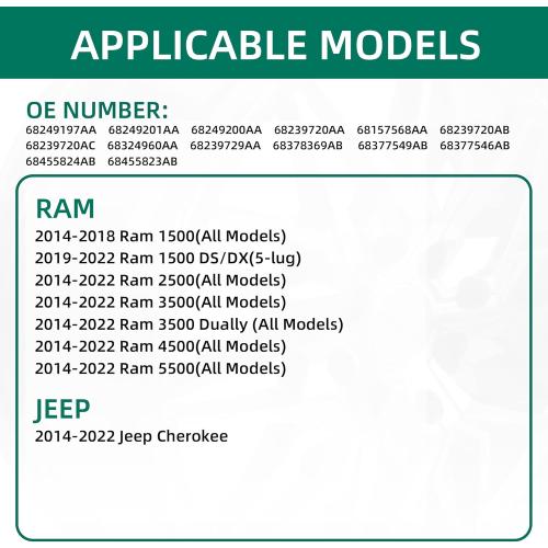 TPMS Sensor Dodge, 4-Pack 434MHz Tire Pressure Monitor Sensors Compatible with Dodge RAM Jeep Cherokee Replace#68249197AA.68239720AA.68157568AA.68239720AB.68239720AC.68324960AA.68239729AA
