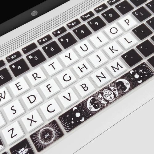 Cute Silicone Keyboard Cover for HP Pavilion x360 14 14-BA/BF/BW/CD/CF/DQ/DK/DH/DS/DF/FQ Series, 14-dk1013dx/dk1003dx/dk0002dx 14-dq1043cl 14-fq0013dx, Sun and Moon