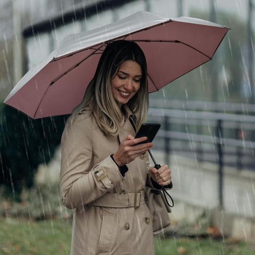 G4Free UPF 50  UV Protection Large Travel Umbrella 46 Inch Double Layer Auto Open Close Windproof Sun Blocking Umbrella