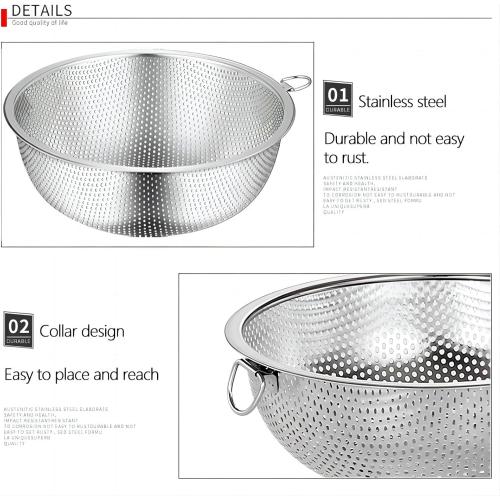 GREATLINK Food Pasta Colanders and Strainers for Kitchen Stainless Steel Collander, Kitchen Mesh Colander Large Metal Strainer for Pasta, Spaghetti, Berry, Veggies, Fruits, Noodles, Rice,Salads