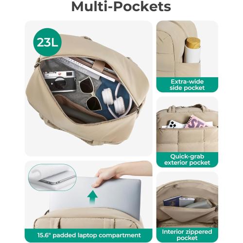 BAGSMART Small Gym Bag for Women, 23L Carry on Travel Duffle, Water-resistant Dance Bag with Shoe Compartment, Desert