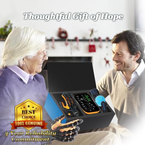 ‼️only has one portable gift box ‼️ and one portable charging plug ‼️2PCS Rehabilitation Robot Gloves for Left and Right Hands Recovery, Finger Rehab Robotic Glove Hemiplegia Stroke Therapy Equipment, 4 Modes, 2600mAh Rechargeable, 4 Sizes (Large)